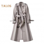 S&uuml;gis-talv Naiste Tren&scaron;mantel Allak&auml;iva kraega &Uuml;hev&auml;rviline Kaherealine V&ouml;&ouml;ga Keskmise pikkusega Lahtine Termo Pikkade Varrukatega Pendeldamiseks Kevadine Tutvumismantel 3XL roheline