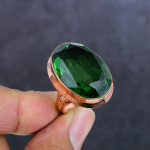 Peridot Gemstone Handmade Copper Jewelry Ring Size 7 v8i90
