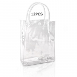 WTEMPO 12 tk 15 * 7 * 20 cm l&auml;bipaistvad kinkek&auml;ekotid PVC l&auml;bipaistvad peokotid Korduvkasutatavad toidukaupade hoiukotid, mis sobivad ideaalselt pulmadeks s&uuml;nnip&auml;evaks 12pcs*15*7*20cm valge