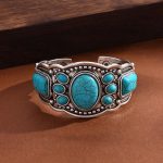 Retro Boheemlaslik Naturaalne T&uuml;rkiis Mansettk&auml;ev&otilde;ru Etniline Stiil Puhkus Vabaaja Reisiaksessuaarid Naistele Boho Peened Aksessuaarid Turquoise Bracelet