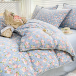 Retro stiilis kahekihiline l&otilde;ng pestud puuvillane tekikate neljaosaline komplekt voodipesu linad kolmeosaline komplekt 1.5m bed