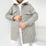 Naiste pikkade varrukatega rombi &uuml;hev&auml;rviline paksendatud n&ouml;&ouml;biga puuvillane &uuml;ler&otilde;ivaste mantel Bomber jope S hall v&auml;rv