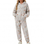 2 tk/komplekt naiste kapuutsiga p&uuml;ksid &uuml;likond, tr&uuml;kkimine pikkade varrukatega, paks &uuml;laosa elastne v&ouml;&ouml;koht pahkluu v&ouml;&ouml;ga S hall