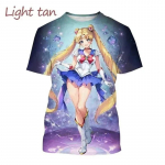 Suvine Sailor Moon 3D Prinditud puuvillane T lasteriided t&uuml;drukutele XL