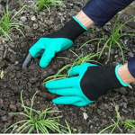 1 paar Garden Genie kindaid, t&ouml;&ouml;kindad meestele ja naistele, paremal k&auml;el ABS-plastist k&uuml;&uuml;nised kaevamiseks