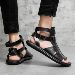 Meeste Rooma sandaalid Must valge Nahast Gladiator Sandaalid Suvised v&auml;lisandaalid Meestele Peep Toe Open Toe Rannajalatsid EU:38 valge