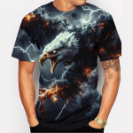 Moodne 3D-prindiga Eagle Graphics T-s&auml;rk meestele T-s&auml;rgid Loomade Camisetase mustriga l&uuml;hikeste varrukatega topid Suvised vabaajar&otilde;ivad meestele XL