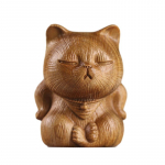 K&auml;sitsi nikerdatud puidust armsad v&auml;iksed kassi kaunistused sandlipuust &uuml;lbe kassi figuur skulptuur puidust dekoor laua k&auml;sit&ouml;&ouml; kingitused