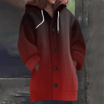 Naiste kampsunid Kootud kampsun, pikkade varrukatega tr&uuml;kiga kootud kapuutsiga n&ouml;&ouml;biga kampsun mantel L sinine