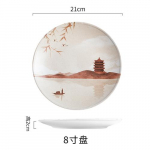 Hiina stiilis lillelindude keraamiline taldrik &uuml;mmargune &otilde;htus&ouml;&ouml;gitaldrik kodutoidud dekoratiivsed lauan&otilde;ud magustoidukoogi pann puuviljasalati kauss