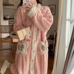 Naise &ouml;&ouml;s&auml;rk uus s&uuml;gis-talvine korallsamet ja sametine paks soe hommikumantel pikas armsas &ouml;&ouml;s&auml;rgis, mida saab kanda v&auml;ljas 2XL