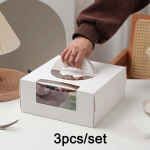 3 tk/komplekt kaasaskantav kandiline ruudukujuline ruudustikuga pakkekarp koos aknapeo kinkemagustoidu kaasaskantava pakendikarbiga peo magustoidu koogi pakendikarp 3pcs