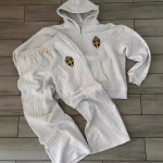 Lihtne Klassikaline Triibuline Spordihoodie Kaheosaline Komplekt Naistele Street Retro Trend Jooksup&uuml;ksid Hallid Jooksup&uuml;ksid M
