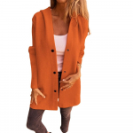HNXC naiste vintage vabaaja &uuml;hev&auml;rviline printimine s&uuml;gistalvise pikkade varrukatega POLO kaelusega jakid ja mantlid XXXXXL oranž