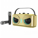 Juhtmeta Bluetoothi ​​karaokek&otilde;larid 2 mikrofoniga Family Cinema KTV komplekt Integreeritud multifunktsionaalne kaasaskantav helipleier kuld