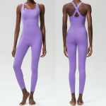 One Piece Gym Running Suit Women Buttery Soft Slim Fit Yoga Jumpsuit Breathable Super Stretch Workout Clothes Female Sportswear S lilla