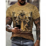 Meeste suvine T-s&auml;rk Retro Egiptuse Totem 3D Prindiga Suvine Meeste T-s&auml;rk l&uuml;hikeste varrukatega Isiksus Mood Street Trend Top S