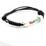Pierres et Min&eacute;raux. Bracelet Rubis + Grenat Tsavorite brut. Couleur noir.