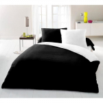 Parure housse de couette 2 personnes - 220x240 cm - 100% Coton - Bicolore Noir et blanc must