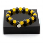 Pierres et Min&eacute;raux. Bracelet Perles Labradorite + Agate jaune 8 mm. Fabriqu&eacute; en France. hall