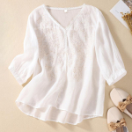 Suvine Kunst Retro Tikand &Otilde;huke Puuvillane Linane &Uuml;laosa Avar Elegantne S&auml;rk, Mis R&otilde;hutab &Otilde;hukust S&auml;rk 2XL valge