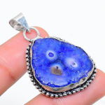 Blue Solar Quartz Handmade 925 Sterling Silver Jewelry Pendant 1.77 w1m16