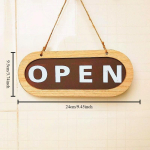 Kahepoolne puidust avatud silt ettev&otilde;ttele, dekoratiivne ukseplaat, praktiline poe oleku indikaator looduslik