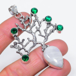 Moonstone, Diopside Handmade 925 Sterling Silver Jewelry Pendant 2.88 j7i48
