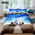 3D Lennuki Voodipesu Komplekt, Sulet&auml;idisega Tekikott Padjap&uuml;&uuml;riga, &Uuml;heinimesevoodi, Kaheinimesevoodi, T&auml;issuurus Kodu Kaunistus Kingitus Baby 100x135cm blue