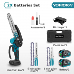 YOFIDRA 8&6 tolline harjadeta elektriline kettsaag juhtmevaba laetav puidut&ouml;&ouml; aia p&uuml;gamise saag t&ouml;&ouml;riist Makita 18V akule With 2 Battery