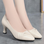 T&ouml;&ouml;jalatsid naistele, Pikaajaline seismine ilma jalgade v&auml;simiseta, Pehmed tallad, Mugavad professionaalsed terava ninaga k&otilde;rge kontsaga kingad, Pehmest nahast kingad 41 valge