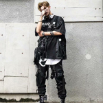 Naised, mehed, p&uuml;ksid, pael, tasku Jogger elastne v&ouml;&ouml;koht k&otilde;rge t&auml;navar&otilde;ivad Harajuku punk puuvillased p&uuml;ksid XL