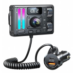 MT02 Bluetooth 5.3 juhtmevaba FM-saatja heli t&auml;iustusega k&auml;ed-vabad k&otilde;nede jaoks, DSP m&uuml;rasummutus, Type-C PD autolaadija adapter must