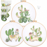 Kuum, 3 tk puuvillase tikkimiskomplekt Cactus Alpaca-kujulise mustriga tikandiga riidest niidiga n&otilde;elaraam