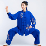 Tai Chi riided naistele esinemiseks Tai Chi treeningriided kevad Hiina stiil Tangi &uuml;likond tikand S sinine