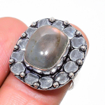 Labradorite Handmade 925 Sterling Silver Jewelry Ring Size 7 l5h44