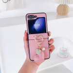 S&uuml;damekujuline s&otilde;rmusega PU-nahast telefonikott Samsung Galaxy Z Flip 6 5 4 3 Flip5 Flip4 Flip3 5G jaoks, kaitsev p&otilde;rutuskindel &uuml;mbris Galaxy Z Flip5 roosa