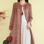 Naiste vintage s&auml;rk Kevadine Hiina stiilis tikitud &uuml;herealine kardigans&auml;rk L sinine