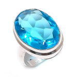 Swiss Blue Topaz Gemstone Handmade 925 Sterling Silver Jewelry Ring Size 5 f4i50
