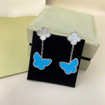 K&otilde;rge versioon Neljaleheline ristik&otilde;rvar&otilde;ngaste pandla topeltlille emakep&auml;rli sinise t&uuml;rkiisi klassikaline naiste liblika mitmek&uuml;lgsed lihtsad k&otilde;rvar&otilde;ngad 925 silver