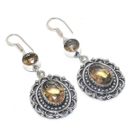 Natural Smoky Topaz Gemstone Handmade 925 Sterling Silver Earring 2.36 g3w84
