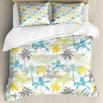 Havai voodikomplekt eksootilise lillelise saare teemaga troopiliste Hawaii lillede mustriga pol&uuml;estrist voodipesukomplekt kaheinimesevoodi, queen-size, king-size EU single(135x200cm)