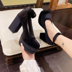 Moodsad kuumad m&uuml;&uuml;gi Mary Jane kingad Naistele Suede Luksuslik K&otilde;rge kontsaga Paeladega Trend Lolita kingad Elegantne Paks Kontsaga Peo kingad Zapatos De Mujer 35