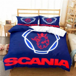 Scania Veoki Logo Voodipesukomplekt Poisid T&uuml;drukud &Uuml;hekohaline Kuninganna Suurus Tekikott Padjap&uuml;&uuml;r Voodi Lapsed T&auml;iskasvanud Mood Kodutekstiil EU Single 135x200cm
