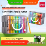 Akr&uuml;&uuml;lmarkerite komplekt lastele: L&auml;bipaistmatud, kihistatavad vesiv&auml;rvipliiatsid ja pintslid Acrylic Marker Set 24 Colors