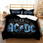 3D Prindiga Mood AC_DC Rockb&auml;nd Voodipesukomplekt AC-DC B&auml;ndi Mustriga Tekikott Padjap&uuml;&uuml;ridega &Uuml;heinimesevoodi T&auml;issuuruses Kuninganna Kuningas 150x200cm 3pcs