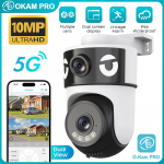 OKAM PRO APP Kahe objektiiviga kaamera 5G Wi-Fi IP-kaamera HD 10MP PTZ V&auml;rviline &ouml;&ouml;n&auml;gemine Kahesuunaline intercom Liikumise j&auml;lgimine AI Nutikas kaamera 10MP Camera
