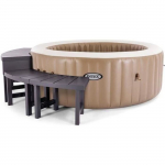 Entourage de spa 4 places rond - INTEX - 28515 - 2 pi&egrave;ces medium + 2 pi&egrave;ces hautes - L&eacute;ger et r&eacute;sistant UV