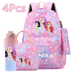 4 tk/komplekt K-POP tr&uuml;kitud seljakott Suure mahutavusega koolikott K&auml;ekott Kott 750 ml veepudeliga Poiss T&uuml;druk Koolikott veekindel Reiskott Mochila