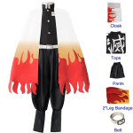 Anime Rengoku Kyojuro Cosplay Kost&uuml;&uuml;mid Rong Mugen Demon Slayer Kimetsu No Yaiba R&uuml;&uuml; &Uuml;likonnad T&auml;iskasvanutele Lastele Parukad Cosplay Riietus Peo M&Cos black